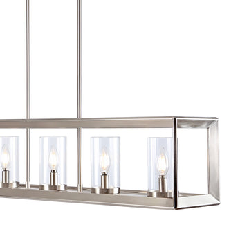 Anna 38.5" Linear Metal/Glass LED Pendant - JONATHAN Y